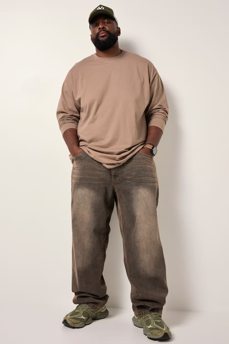 STHUGE Jeans, Brown Denim, 5-Pocket, Baggy Fit, bis 72