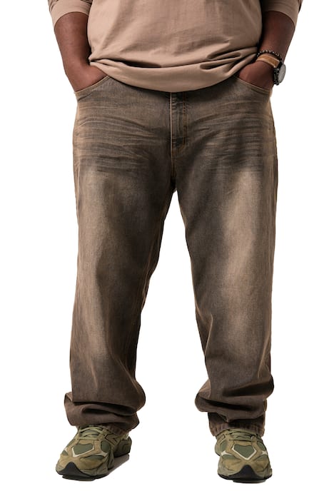 Džíny STHUGE, hnědá džínovina, 5 kapes, Baggy střih, do velikosti 72