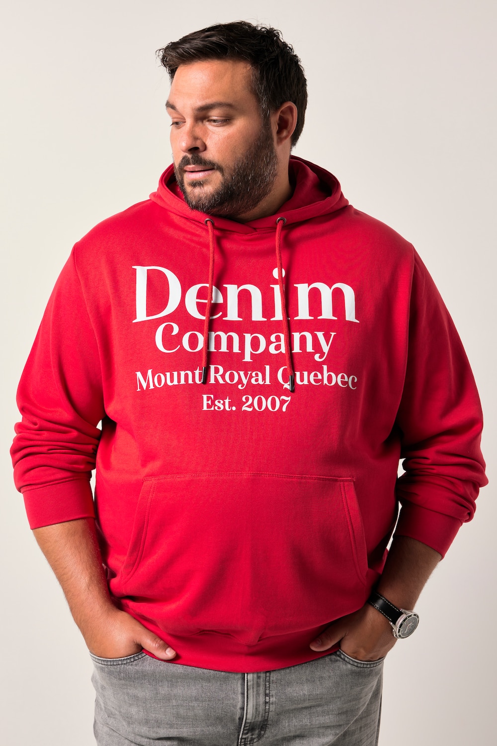 Men+ Hoodie, Kapuzensweater, Brustprint, Kängurutasche, bis 8 XL
