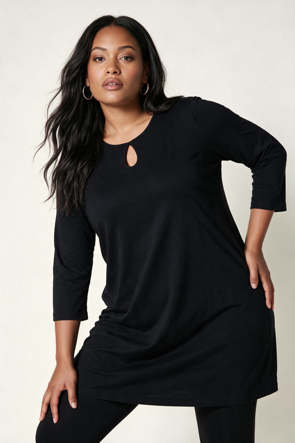 Longshirt, A-Linie, Rundhalsausschnitt, 3/4-Arm