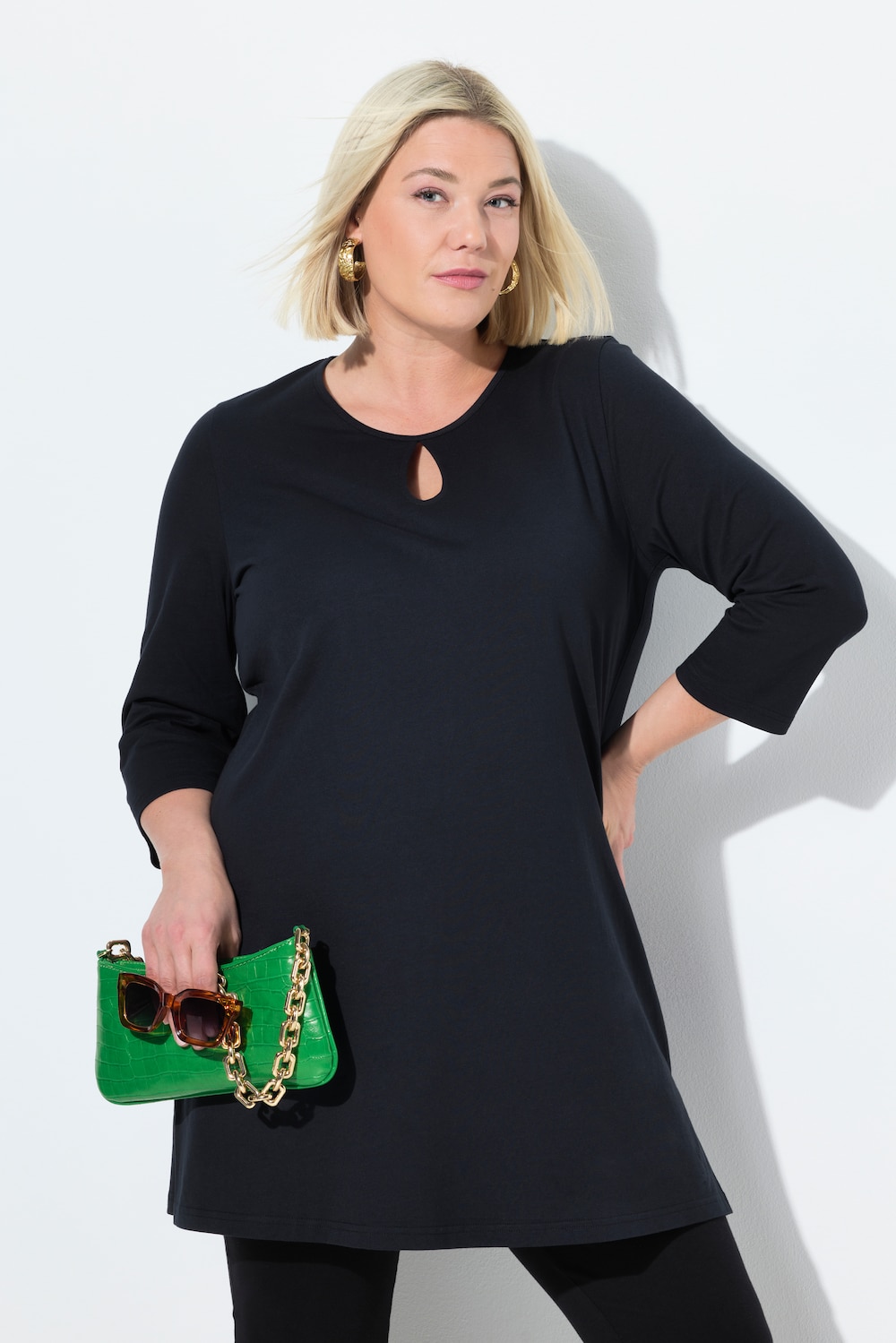 Longshirt, A-Linie, Rundhalsausschnitt, 3/4-Arm