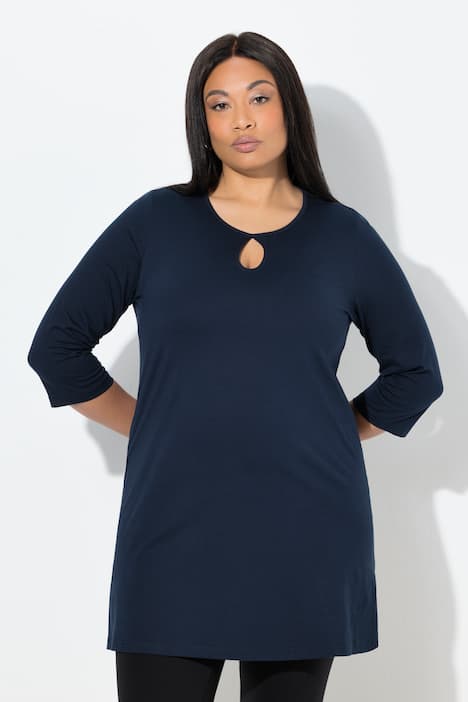 Longshirt, A-lijn, ronde hals, 3/4-mouwen