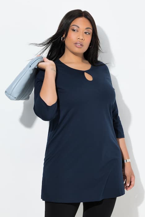 Longshirt, A-lijn, ronde hals, 3/4-mouwen