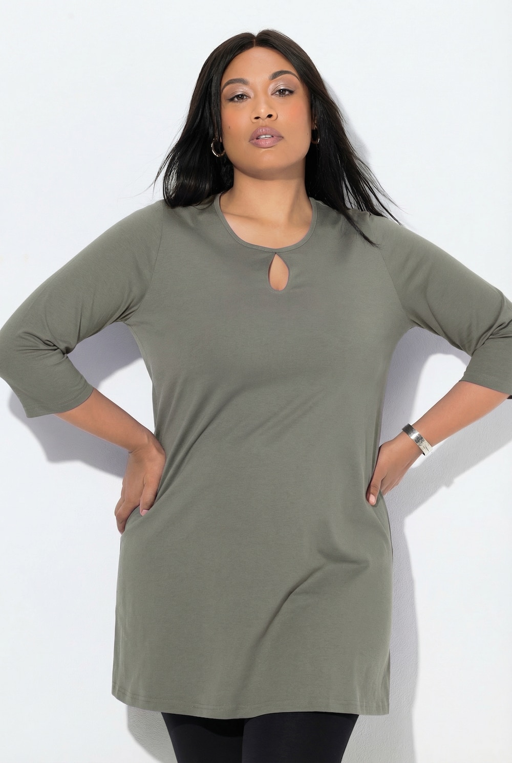 Longshirt, A-Linie, Rundhalsausschnitt, 3/4-Arm