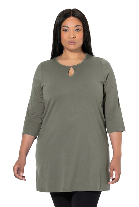 Dlouhé tričko, A střih, kulatý výstřih, 3/4 rukávy