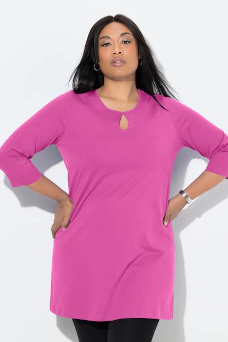Longshirt, A-Linie, Rundhalsausschnitt, 3/4-Arm