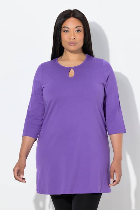 Longshirt, A-lijn, ronde hals, 3/4-mouwen