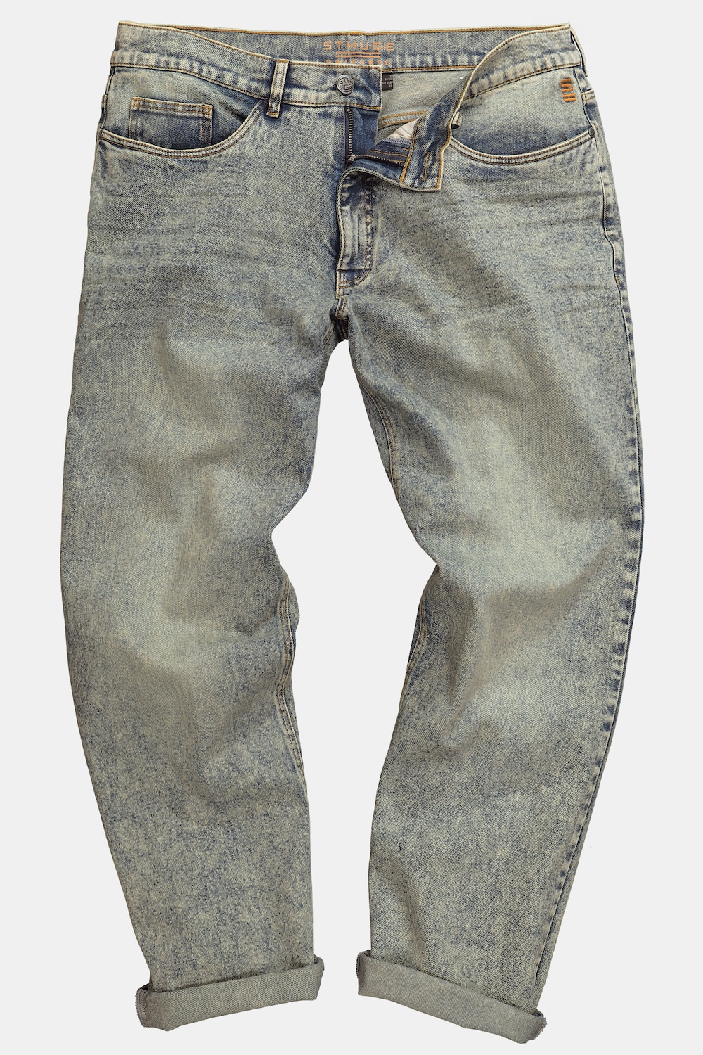 STHUGE Jeans, Dirty Denim, 5-Pocket, tapered Loose Fit, bis 72