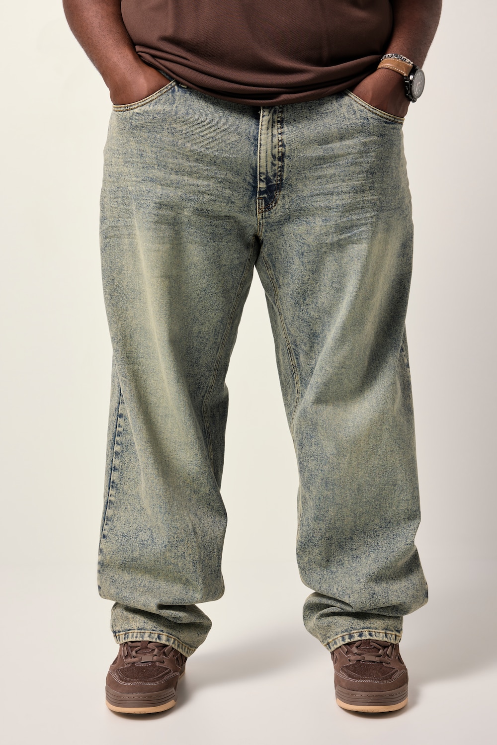 STHUGE Jeans, Dirty Denim, 5-Pocket, tapered Loose Fit, bis 72