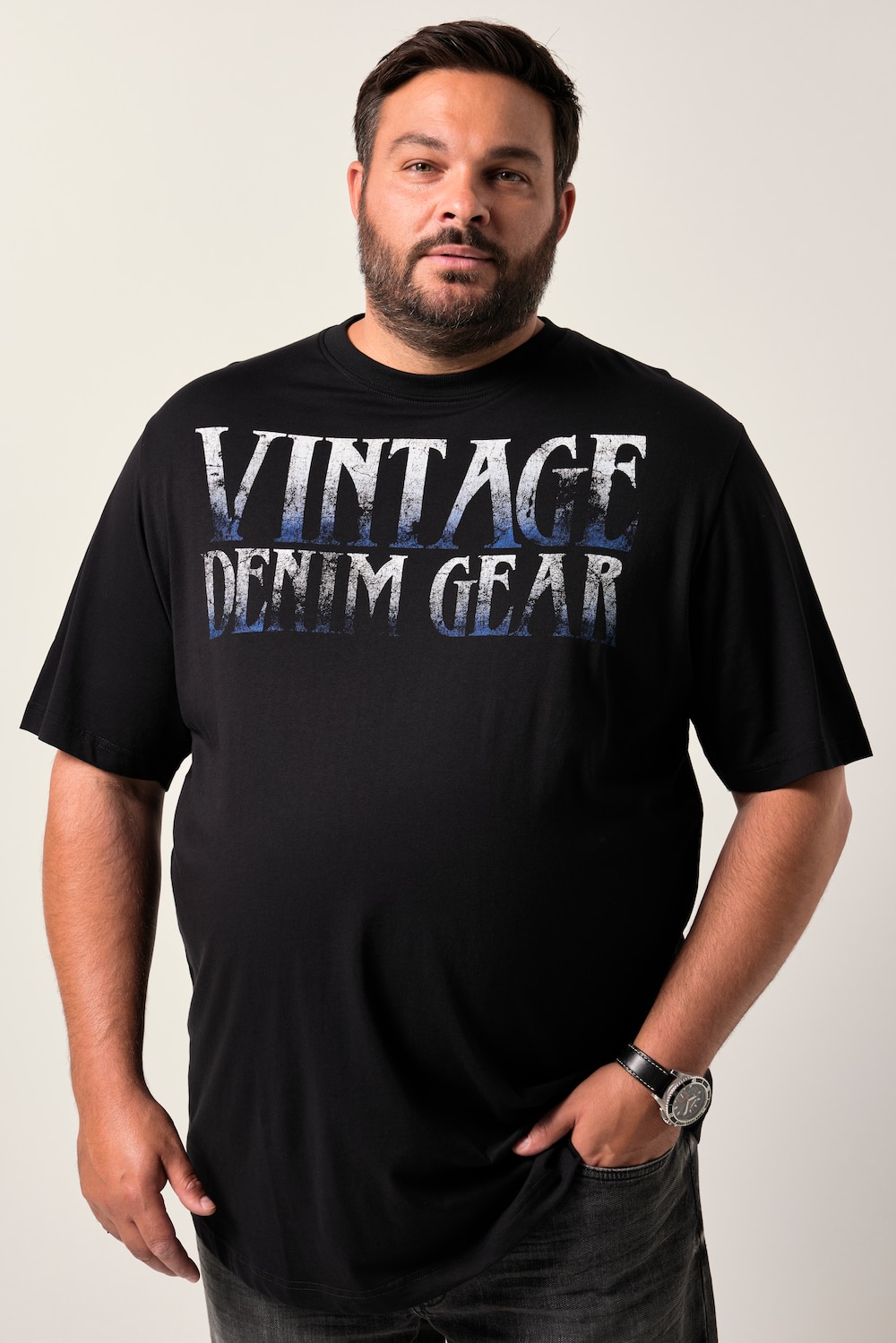 Men+ T-Shirt, Halbarm, Brustprint, bis 8 XL