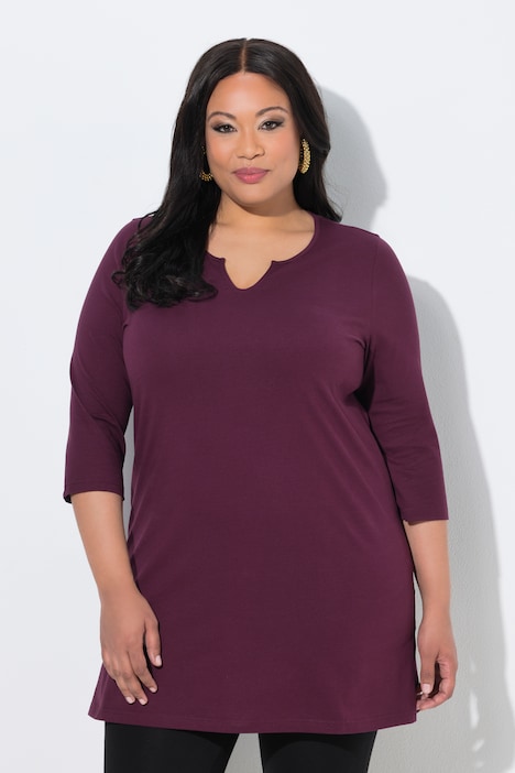 Longshirt, A-Linie, Tunika-Ausschnitt, 3/4-Arm