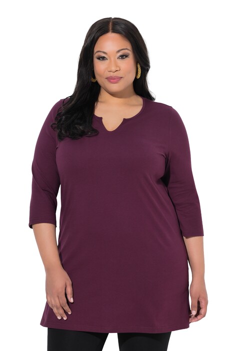 Dlouhé tričko, A střih, tunikový výstřih, 3/4 rukávy