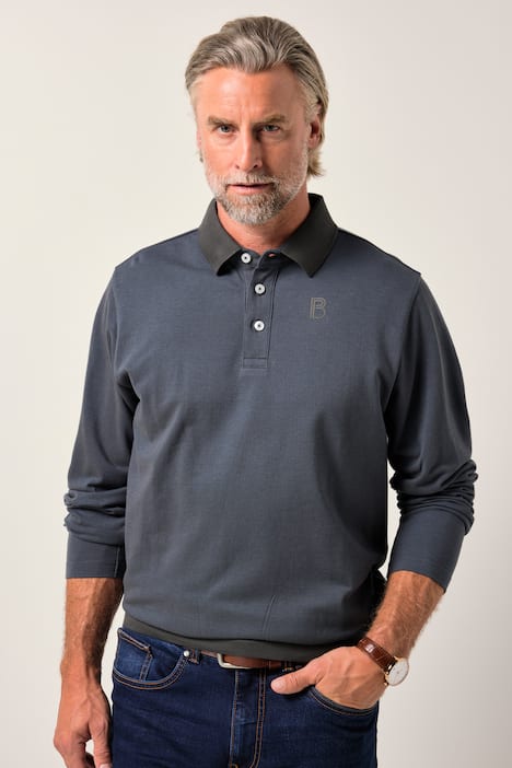 Boston Park poloshirt met lange mouw, buik-fit, TwoTone-piqué, tot 84/86