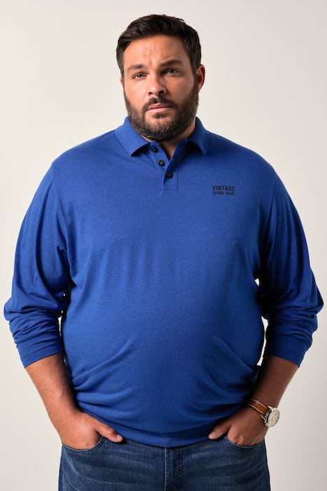 Men+ polo de manga larga Bauchfit, estampado en el pecho, hasta la 8 XL
