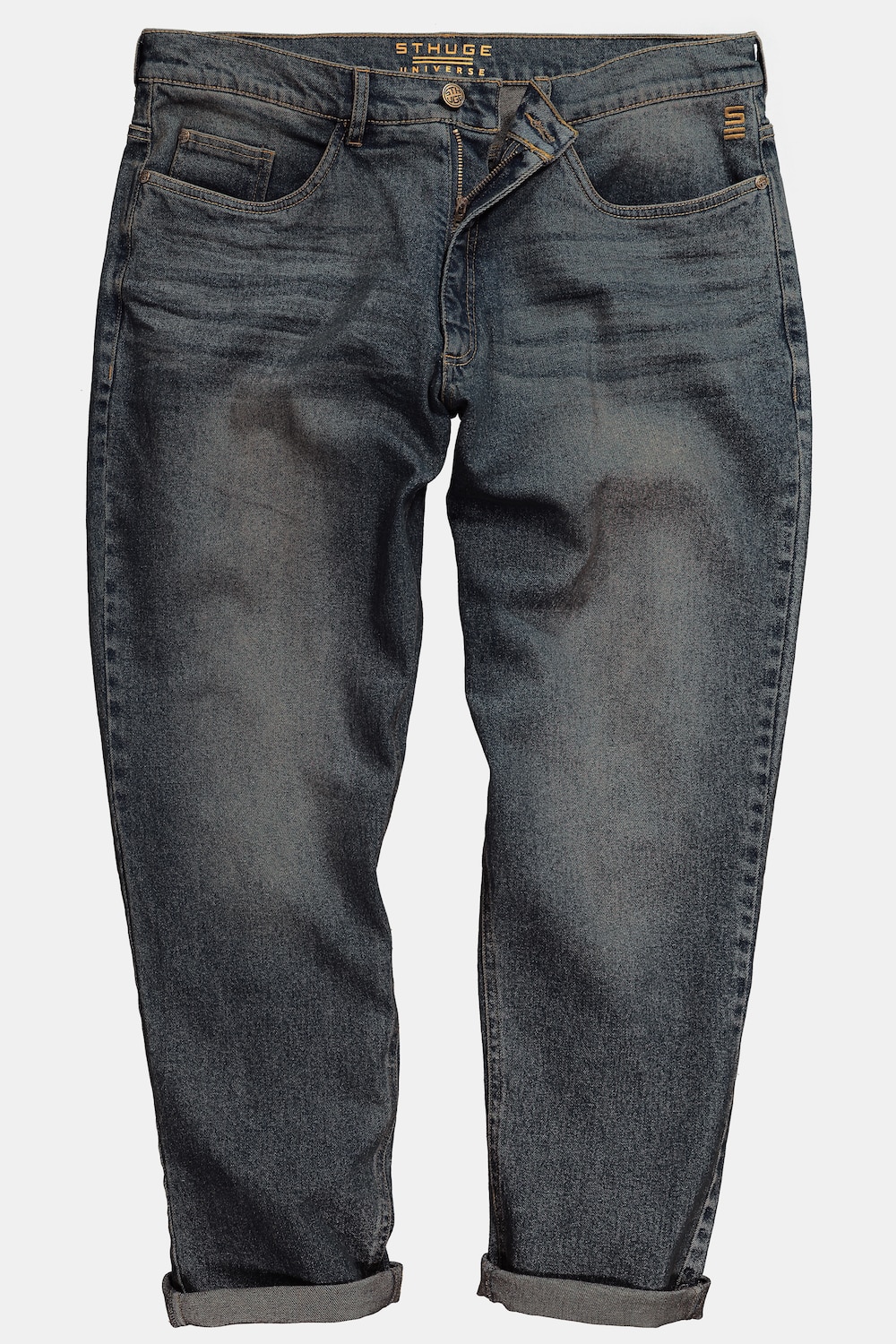 Jean STHUGE 5 poches, dirty denim, coupe Baggy Fit - jusqu'à la taille 74
