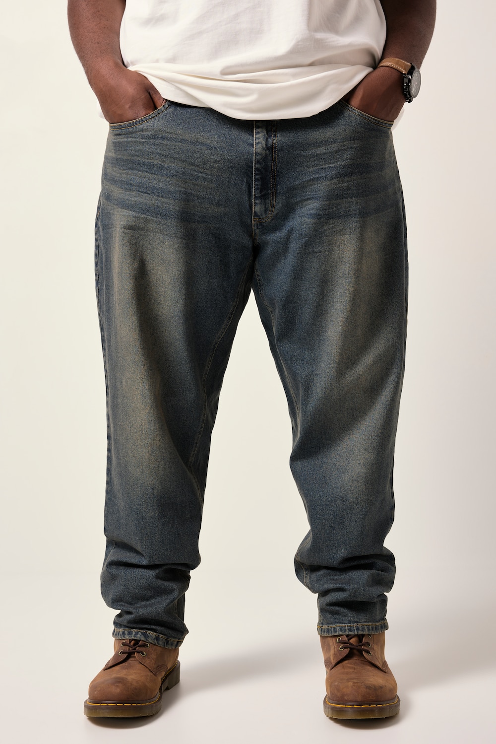 STHUGE Jeans, Dirty Denim, 5-Pocket, Baggy Fit, bis 72