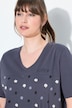 Bigshirts, bloemen, borduursel, V-hals, korte mouw