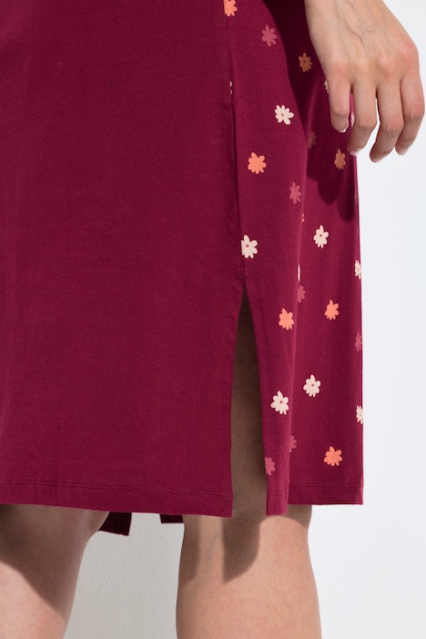 Bigshirt, Blüten, Stickerei, V-Ausschnitt, Halbarm