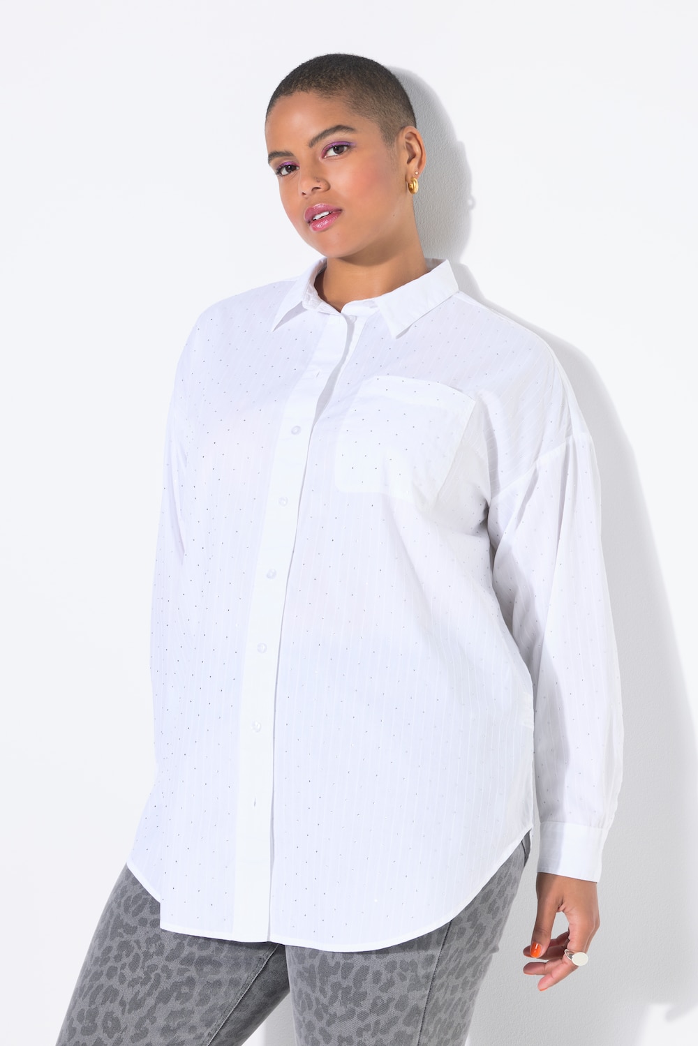 Hemd, Oversize Shape, Glitzersteinchen