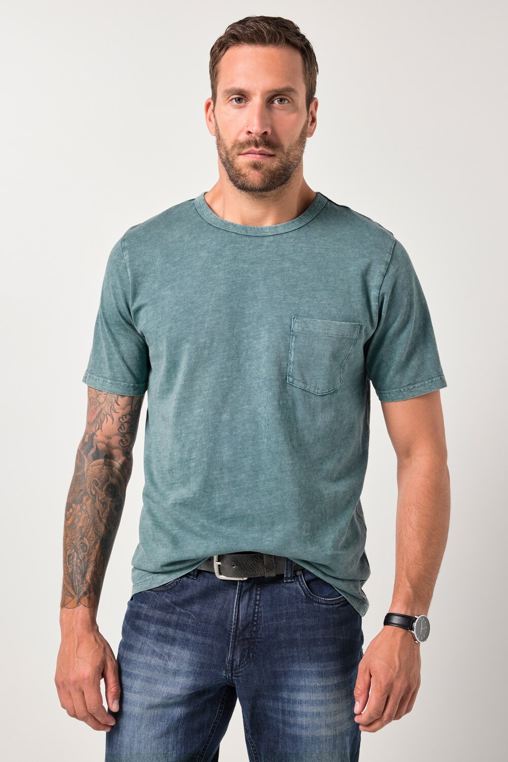 Stora storlekar T-shirt, Her, blå, storlek: L, Bomull, JP1880