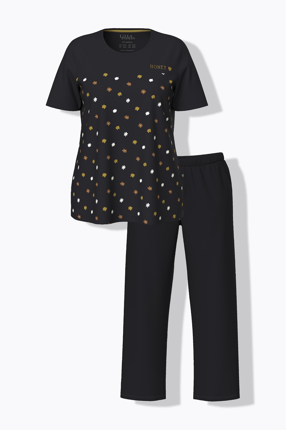 Stora storlekar Pyjamas, Dam, svart, storlek: 54/56, Bomull, Ulla Popken