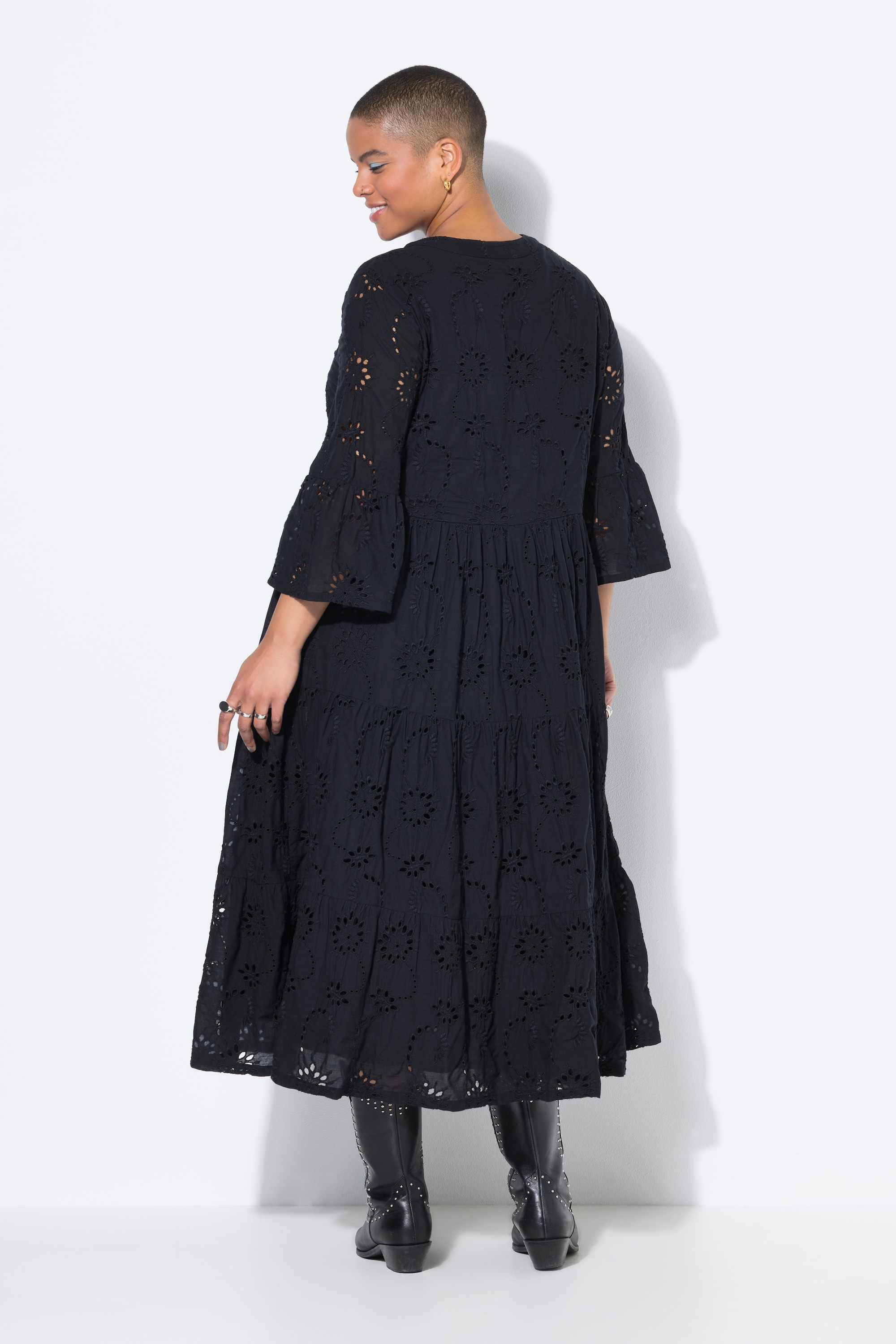 Studio Untold Damen große Größen Maxikleid Lochstickerei Volants