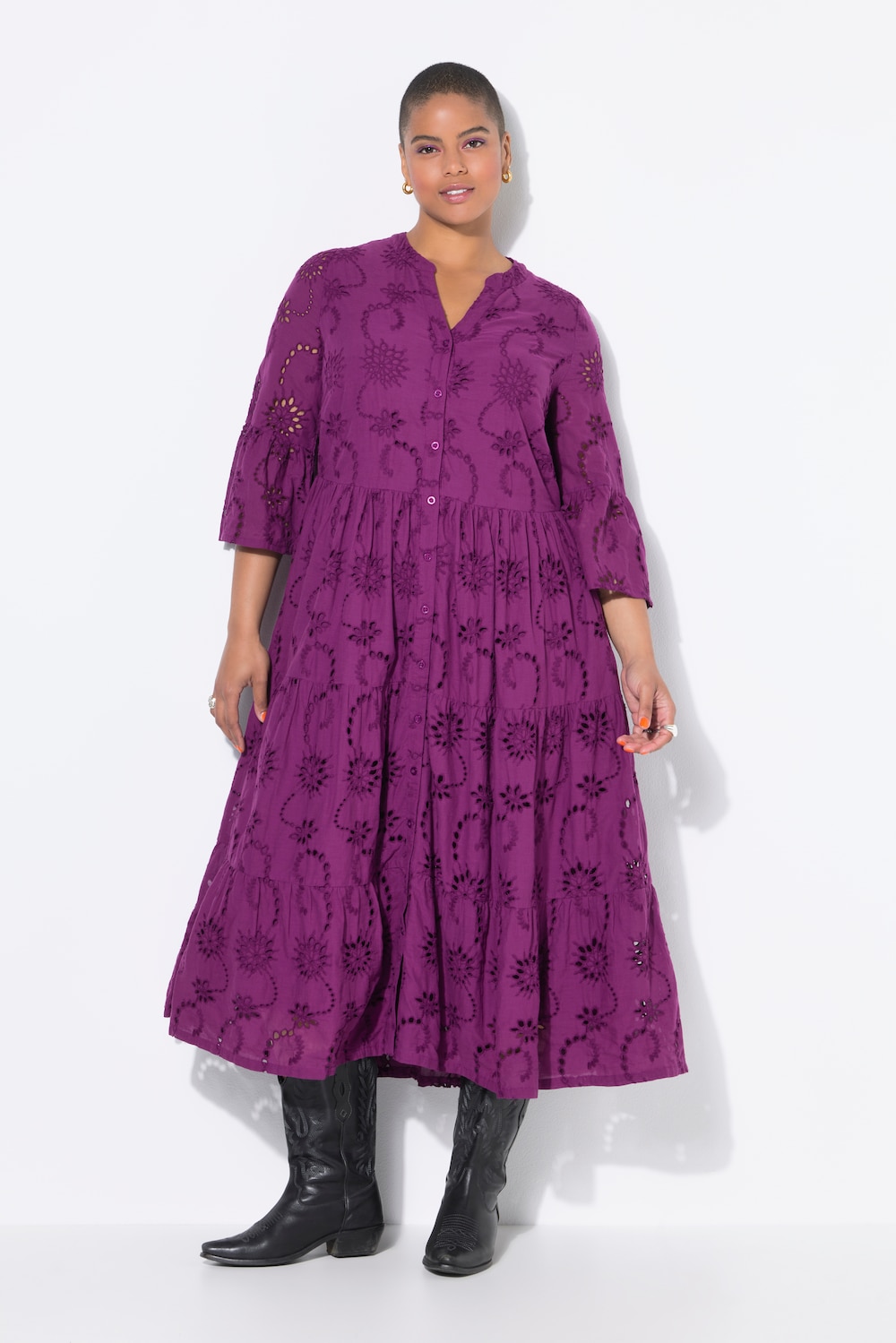 Thumbnail - Große Größen Maxikleid, Damen, lila, Größe: 46/48, Baumwolle, Studio Untold