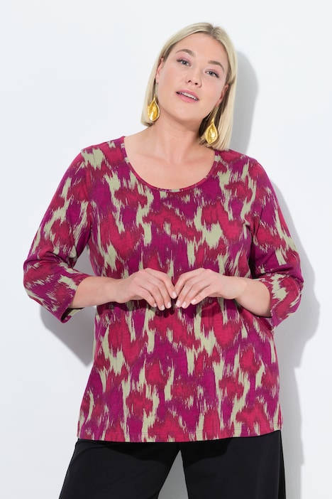 T-shirt, A-lijn, ronde hals, 3/4-mouwen