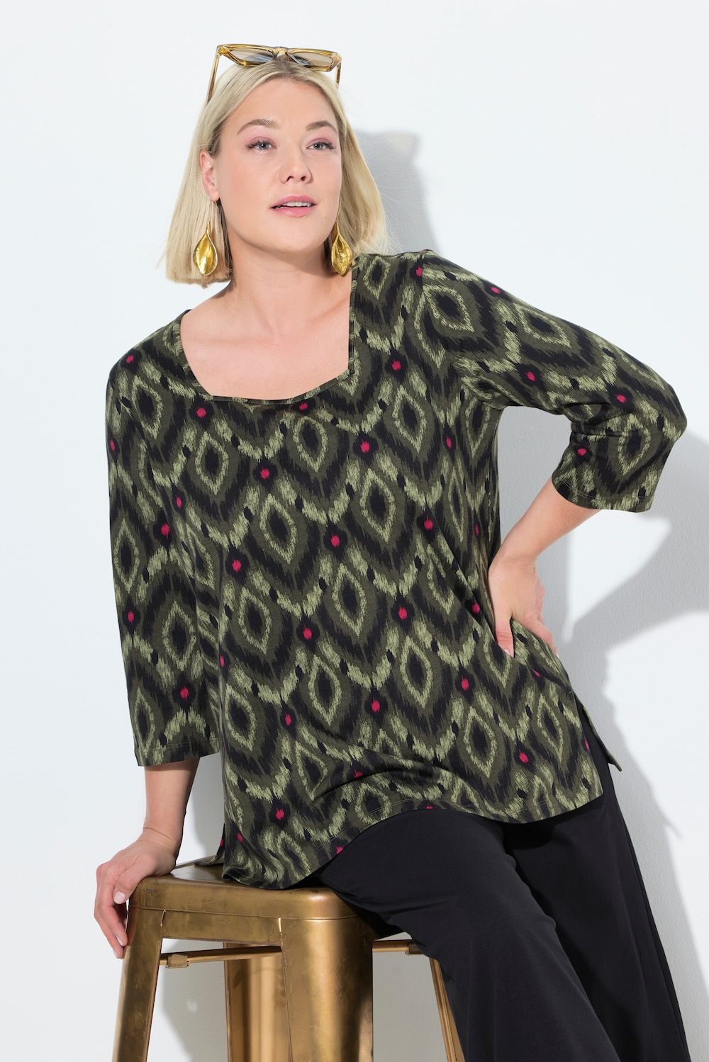 T-shirt, A-Lijn, carrÃ©hals, 3/4-mouwen