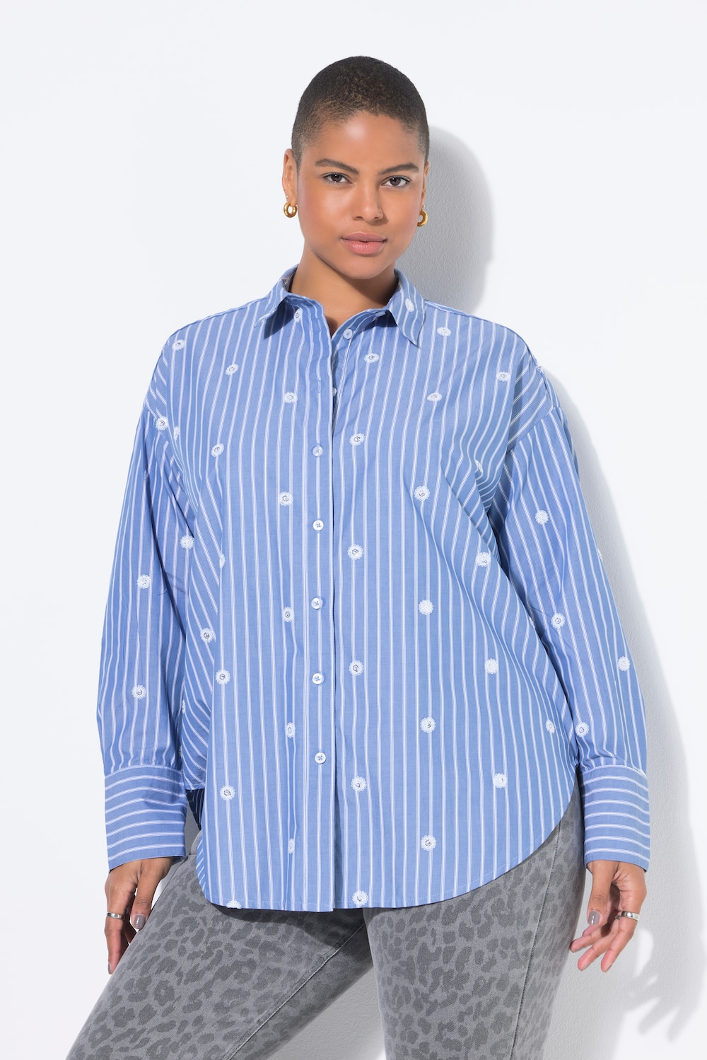 Große Größen Hemdbluse, Damen, blau, Größe: 42/44, Baumwolle, Studio Untold