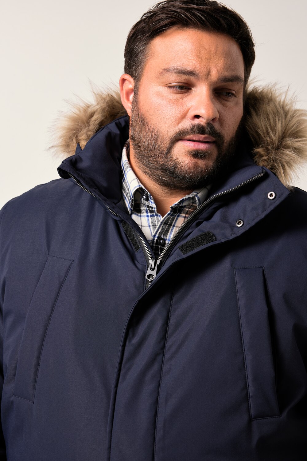 Stora storlekar Funktionsparkas, Her, blå, storlek: 4XL, Polyester, Men Plus