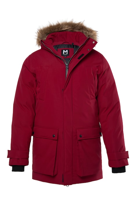 Parka, kožešinová kapuce, nášivky
