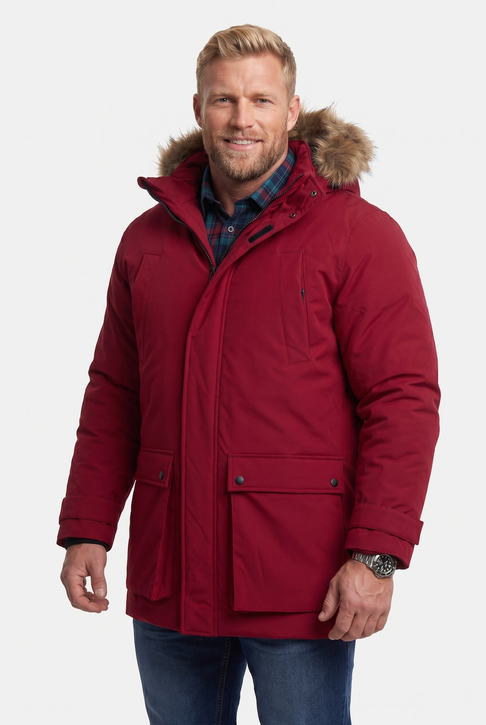 funktionel parka, hætte med kunstpels, op til 8XL