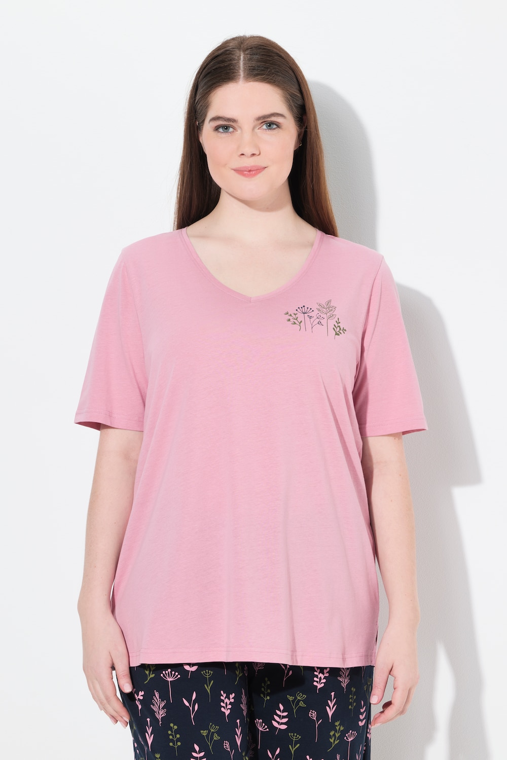 Große Größen Schlafanzug-Shirt, Damen, rosa, Größe: 58/60, Baumwolle, Ulla Popken