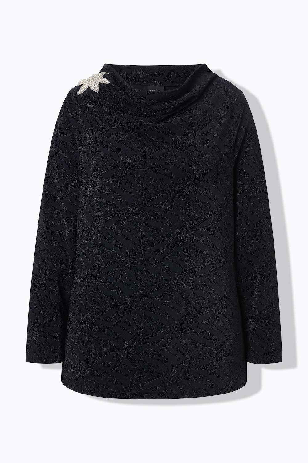 Stora storlekar Topp, Dam, svart, storlek: 46/48, Polyester/Metalliska fibrer, Ulla Popken
