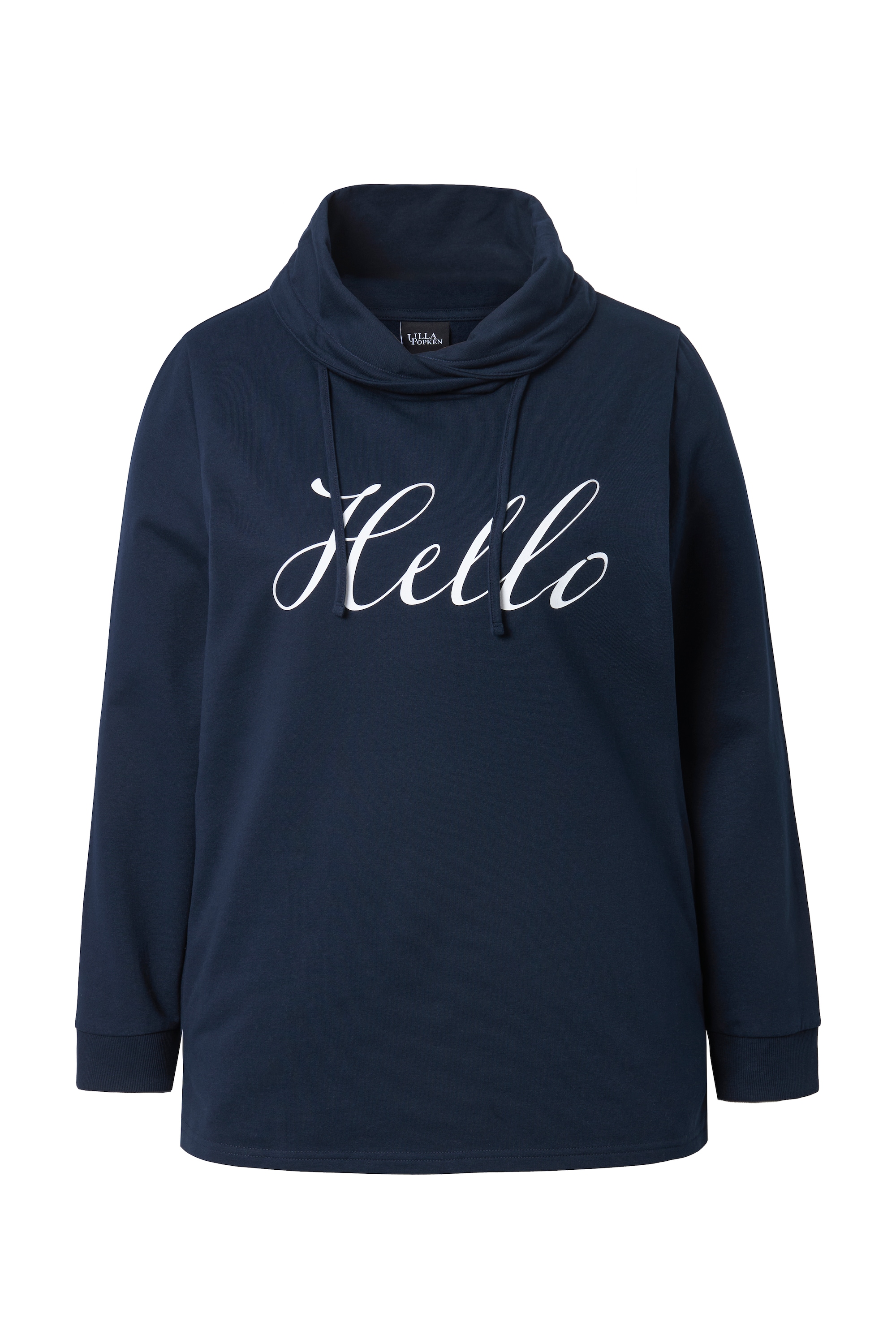 Ulla Popken Damen große Größen Sweatshirt Classic Fit HELLO Stehkragen 842657