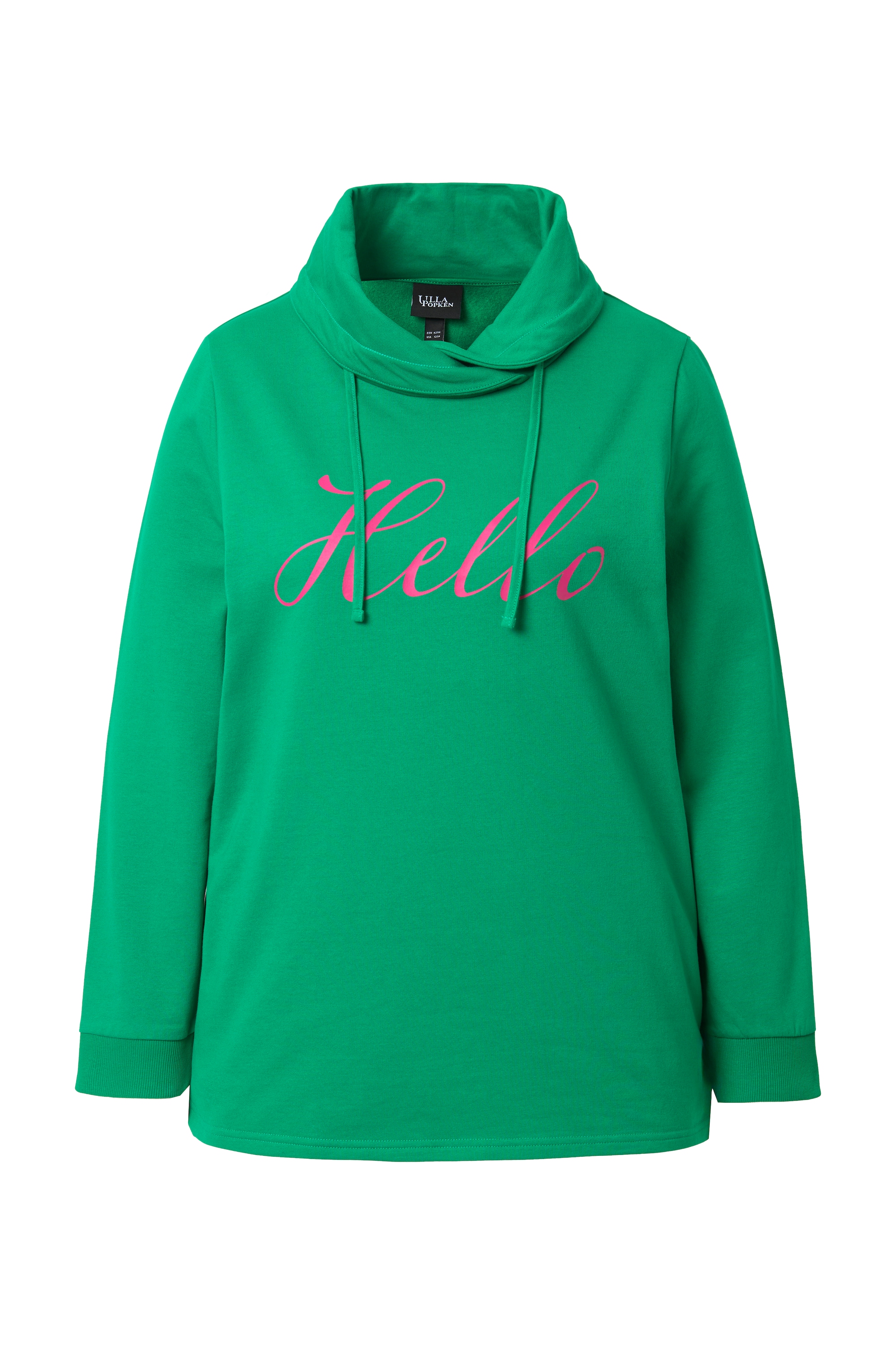 Ulla Popken Damen große Größen Sweatshirt Classic Fit HELLO Stehkragen 842657