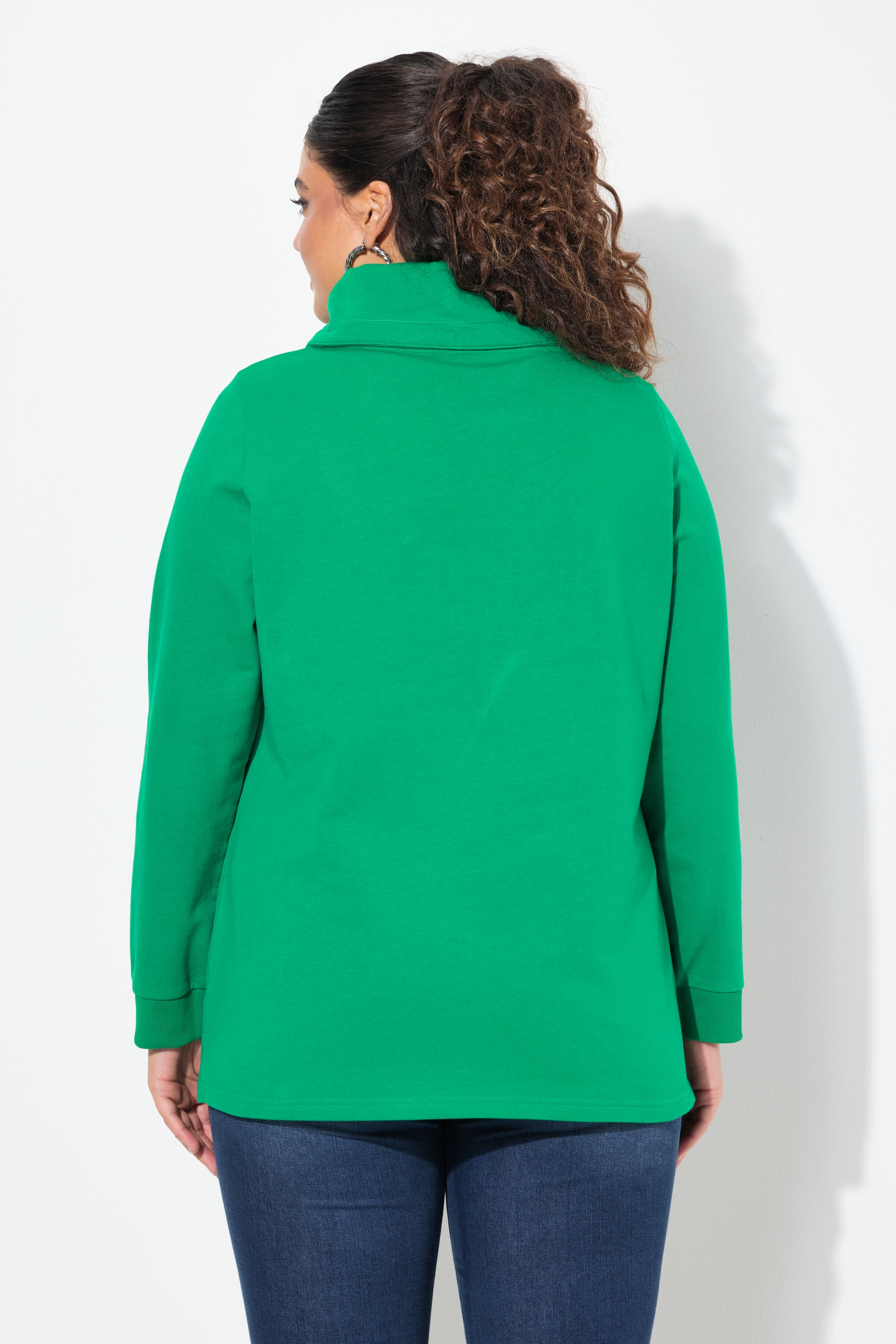 Ulla Popken Damen große Größen Sweatshirt Classic Fit HELLO Stehkragen 842657