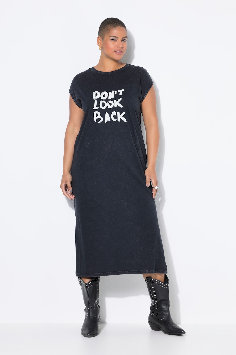 Große Größen Midikleid, Damen, schwarz, Größe: 50/52, Baumwolle, Studio Untold