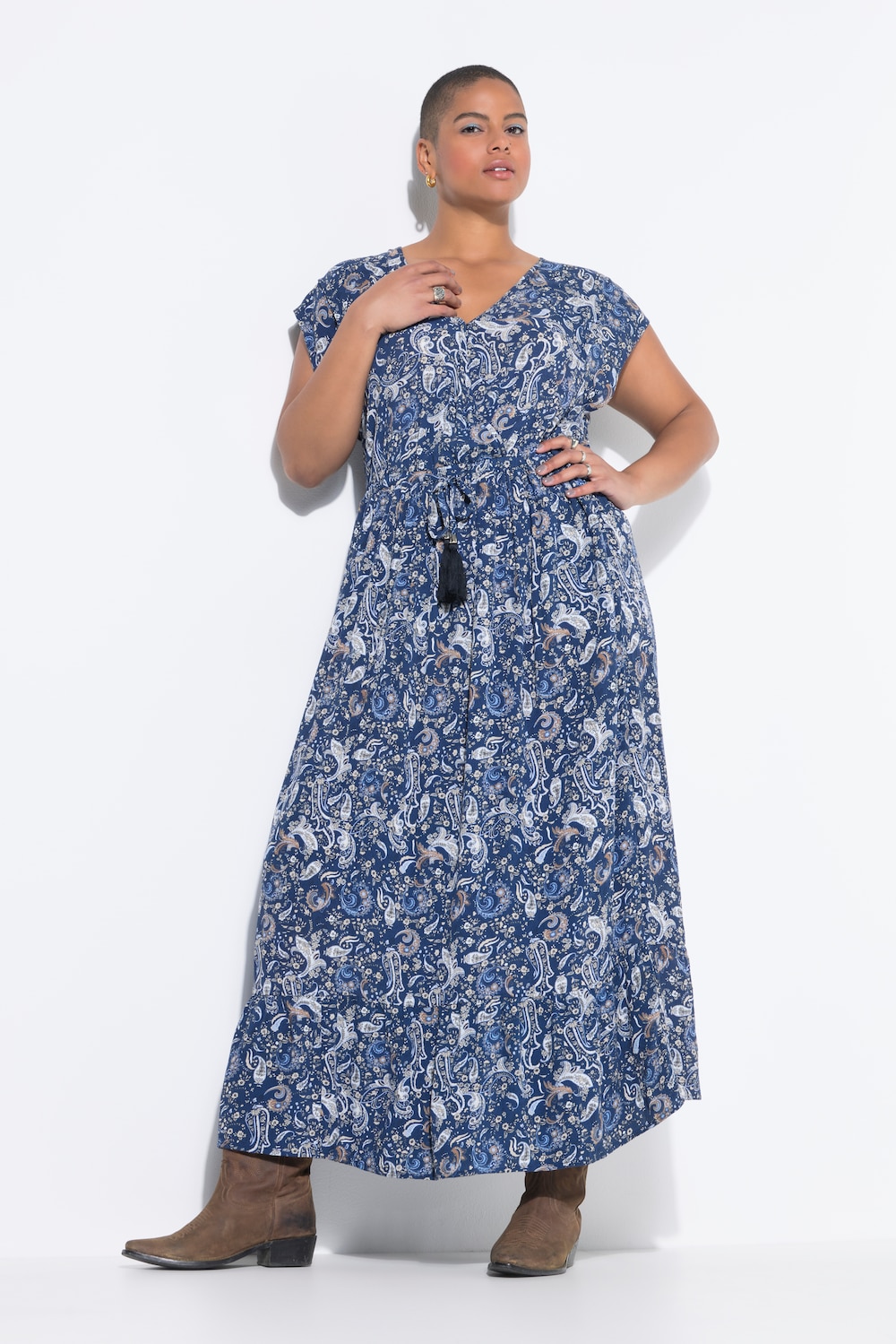Maxikleid, Bindeband, Paisleyprint