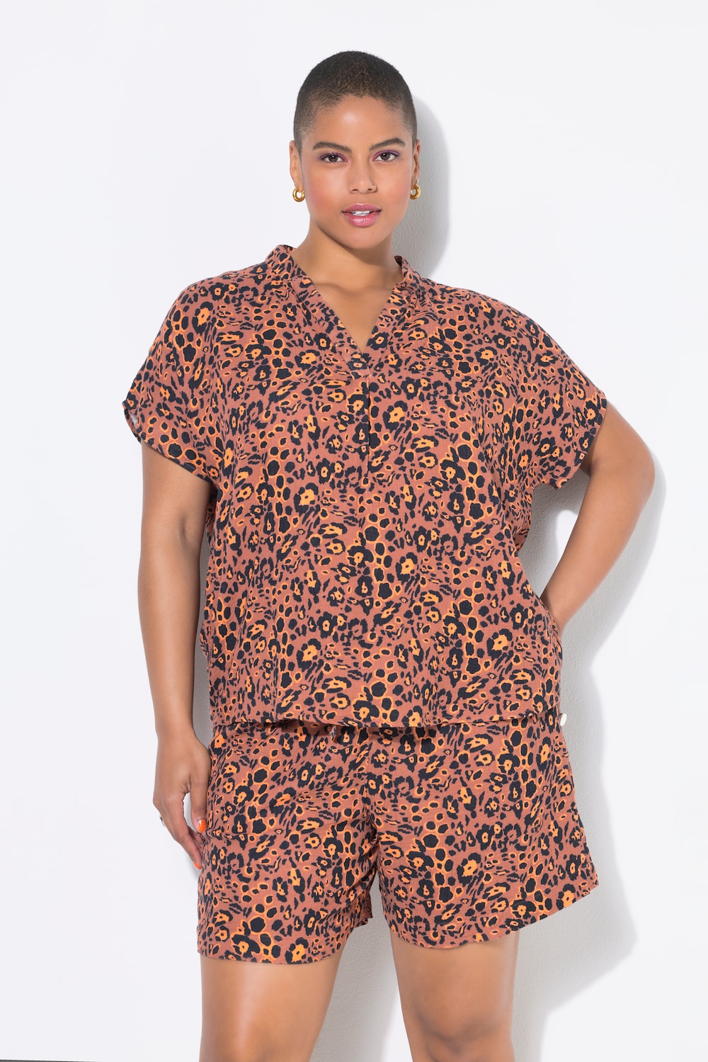 Blusenshirt, oversized, Musselin, Leo
