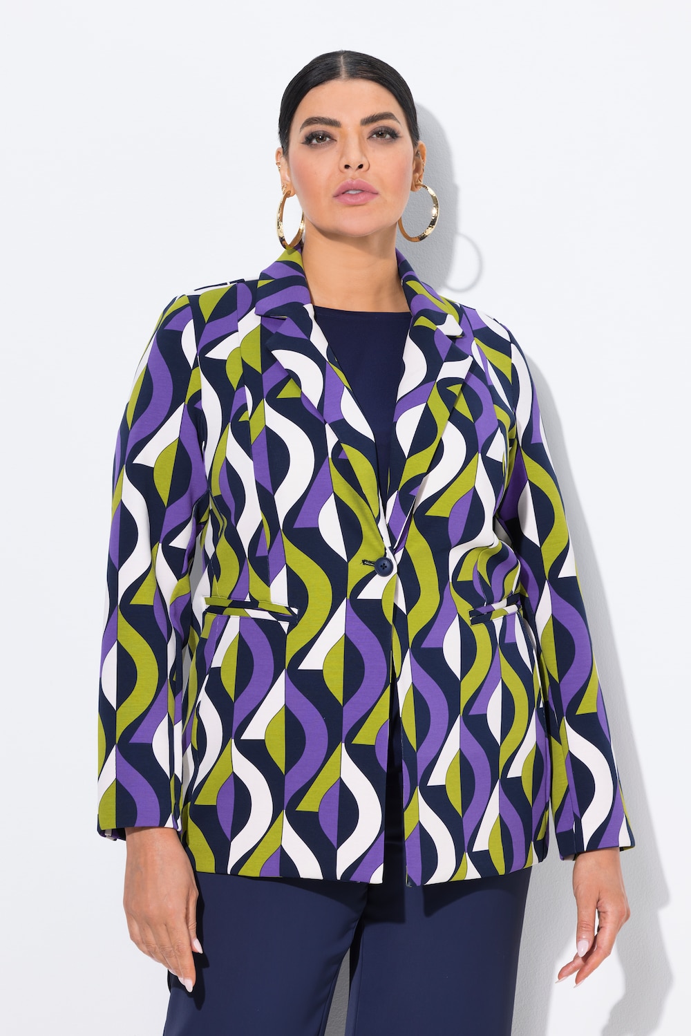 Große Größen Punto-Blazer, Damen, blau, Größe: 54/56, Baumwolle/Polyester, Ulla Popken