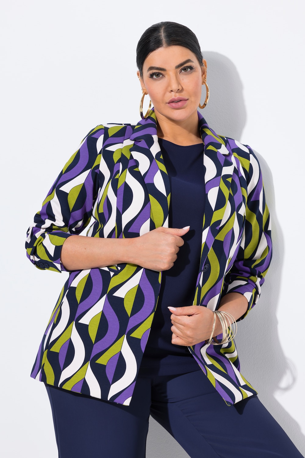 Punto-Blazer, grafisches Muster, Reverskragen