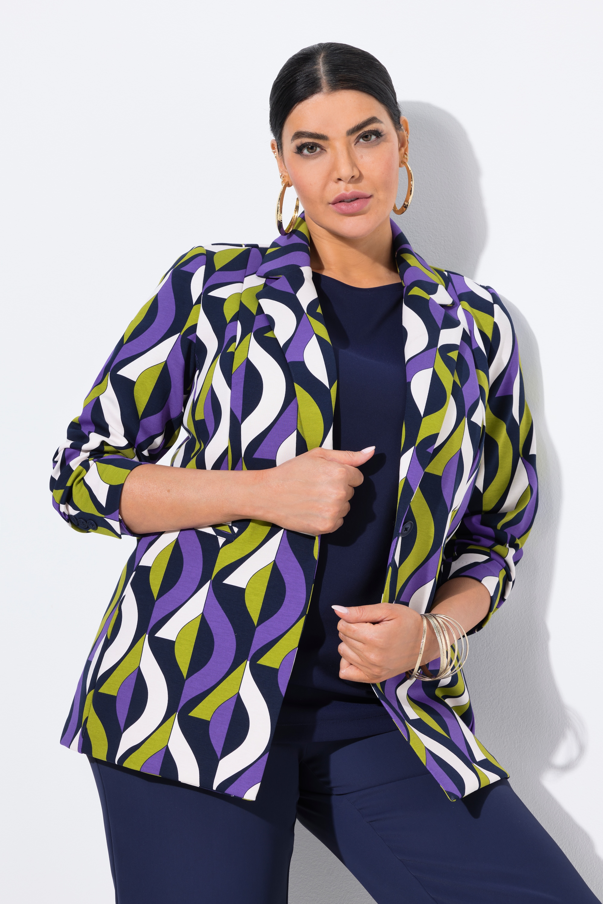 Ulla Popken Damen große Größen Punto Blazer grafisches Muster
