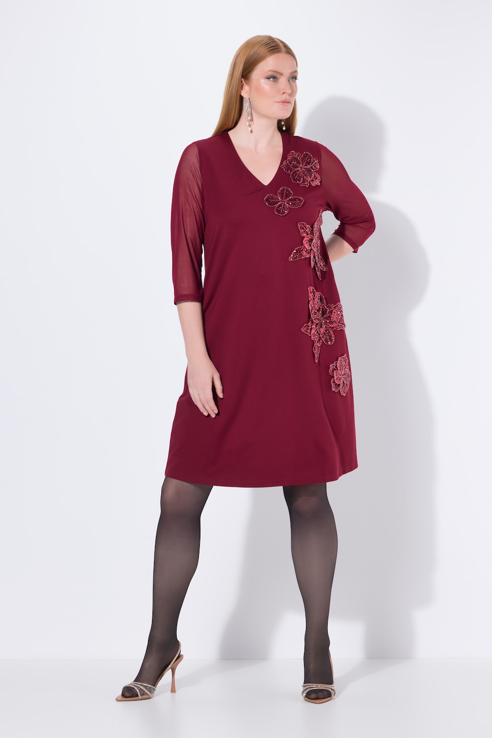 Große Größen Punto-Kleid, Damen, rot, Größe: 54/56, Polyester/Viskose/Synthetische Fasern, Ulla Popken