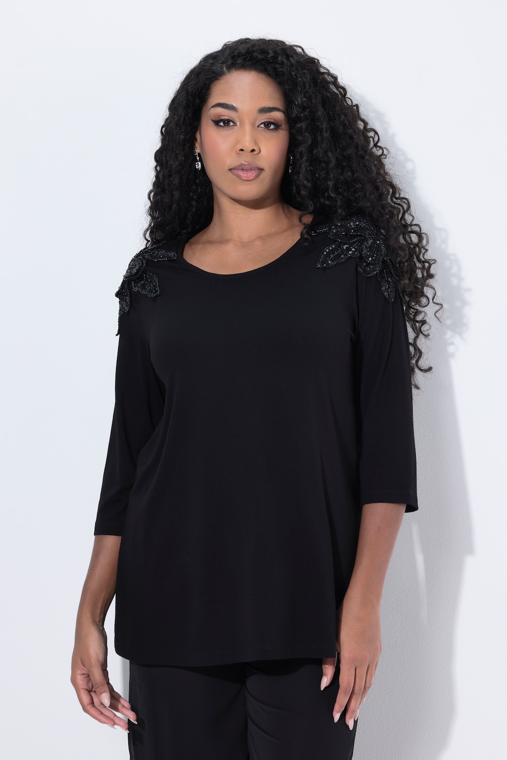 Große Größen Shirt, Damen, schwarz, Größe: 46/48, Viskose, Ulla Popken