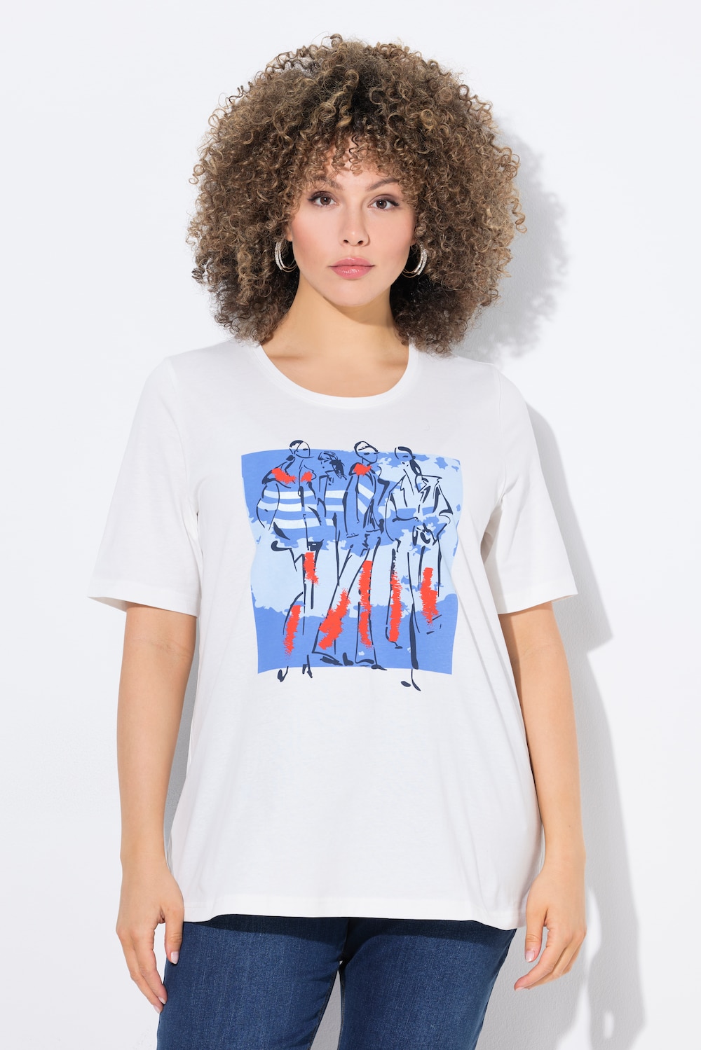 Große Größen T-Shirt, Damen, weiß, Größe: 58/60, Baumwolle, Ulla Popken