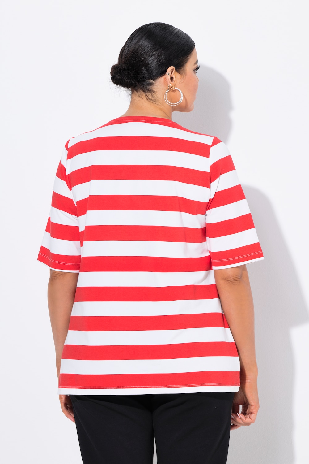 Camiseta De Mujer Bloque De Color A Rayas Manga Corta Cuello Redondo Top Suelto, Azul, L Scienceny AP001245-19 | En Línea