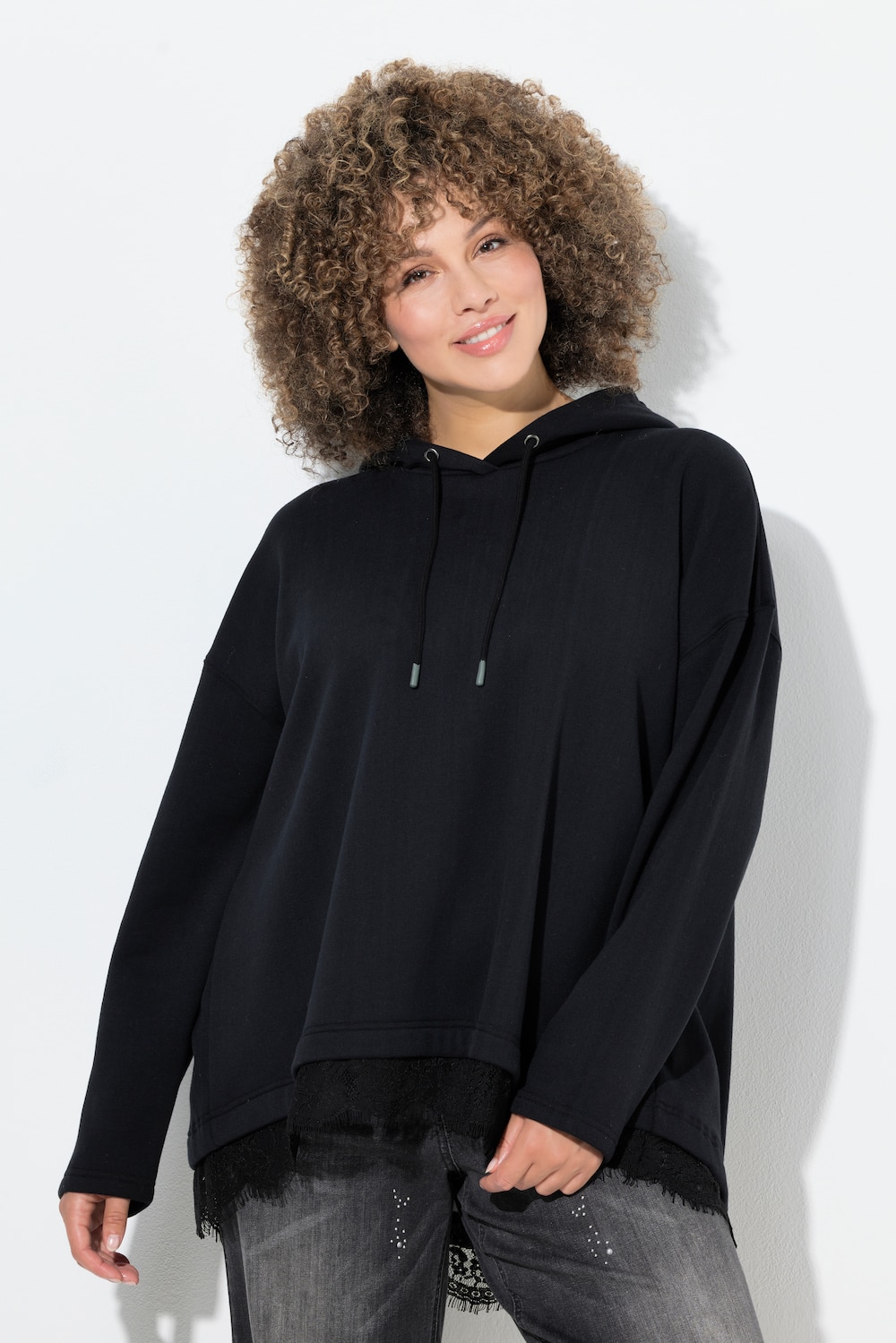 Große Größen Hoodie, Damen, schwarz, Größe: 62/64, Polyester/Baumwolle, Ulla Popken