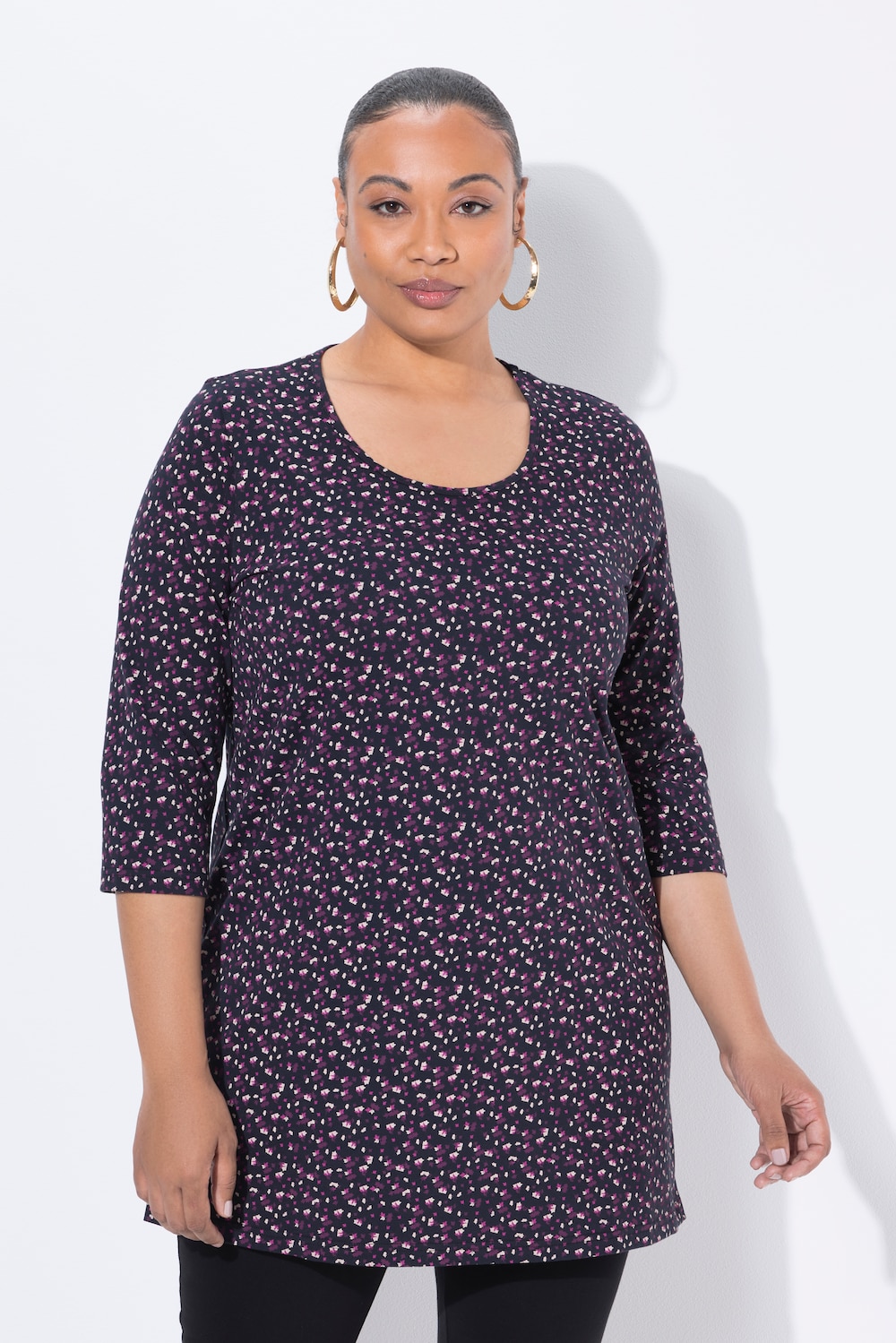 Große Größen Longshirt, Damen, schwarz, Größe: 46/48, Baumwolle, Ulla Popken